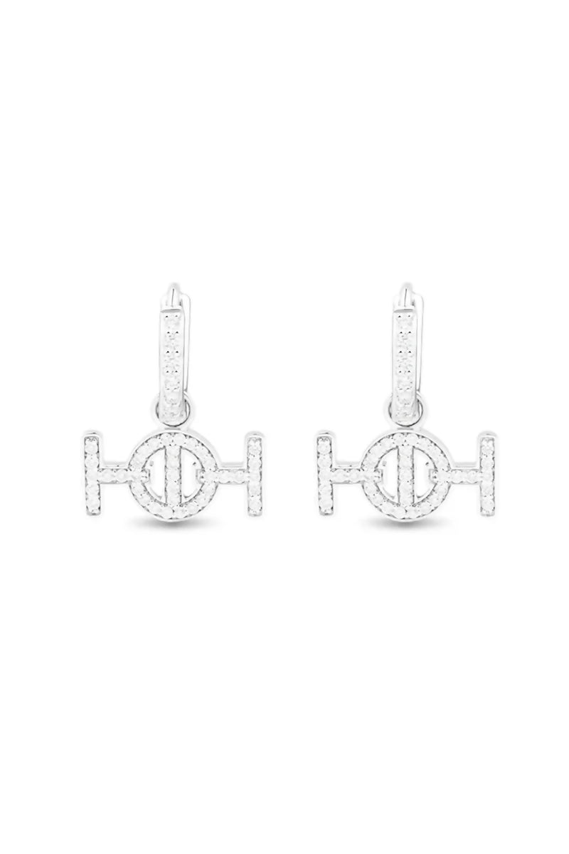 Challenge Hoop Earrings in 9K Gold with White Diamonds - White Gold