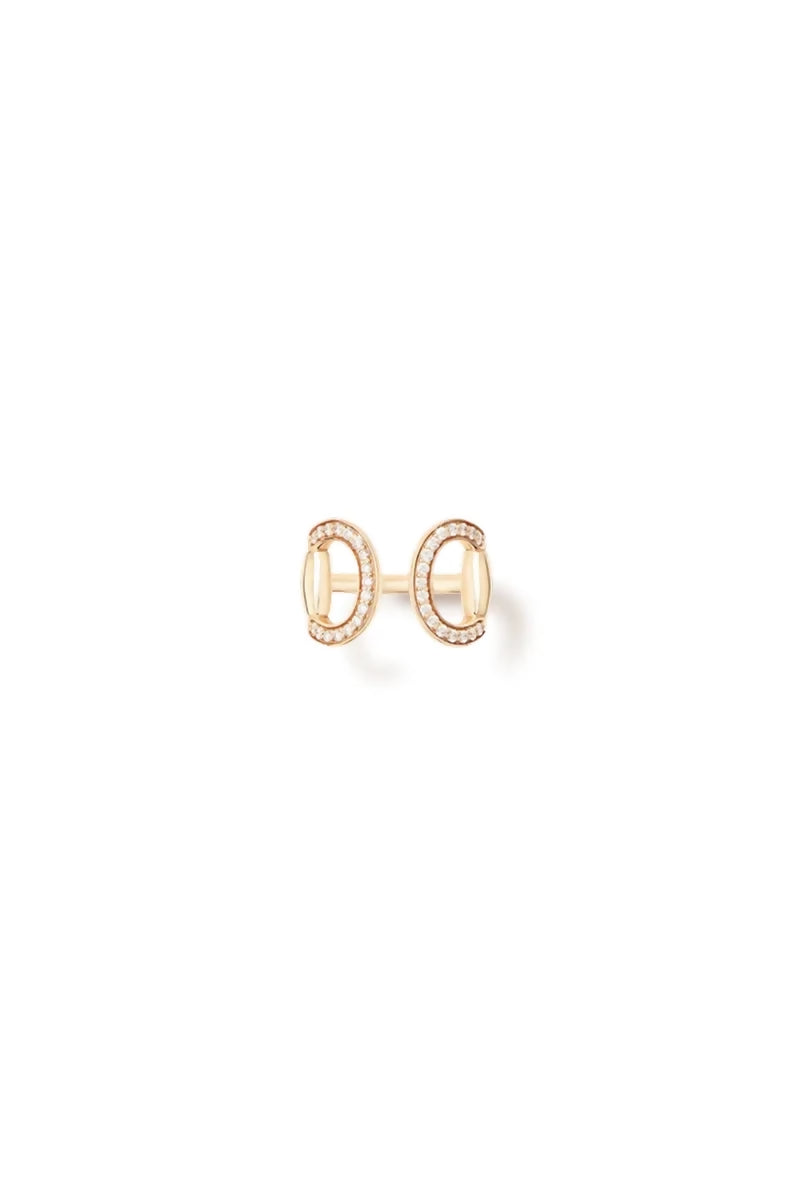 Connection Ring in 18K Gold with White Diamonds - Yellow Gold