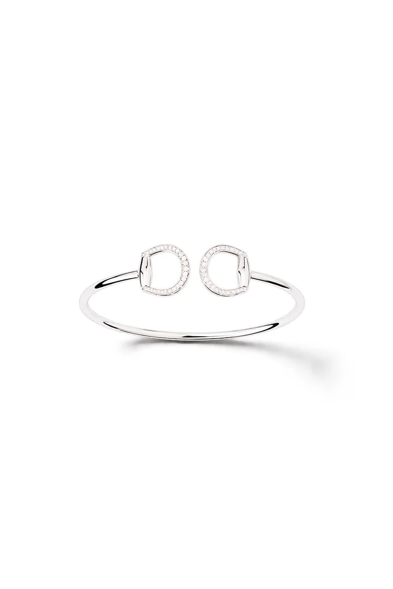 Connection Bangle in 18K Gold with White Diamonds - White Gold