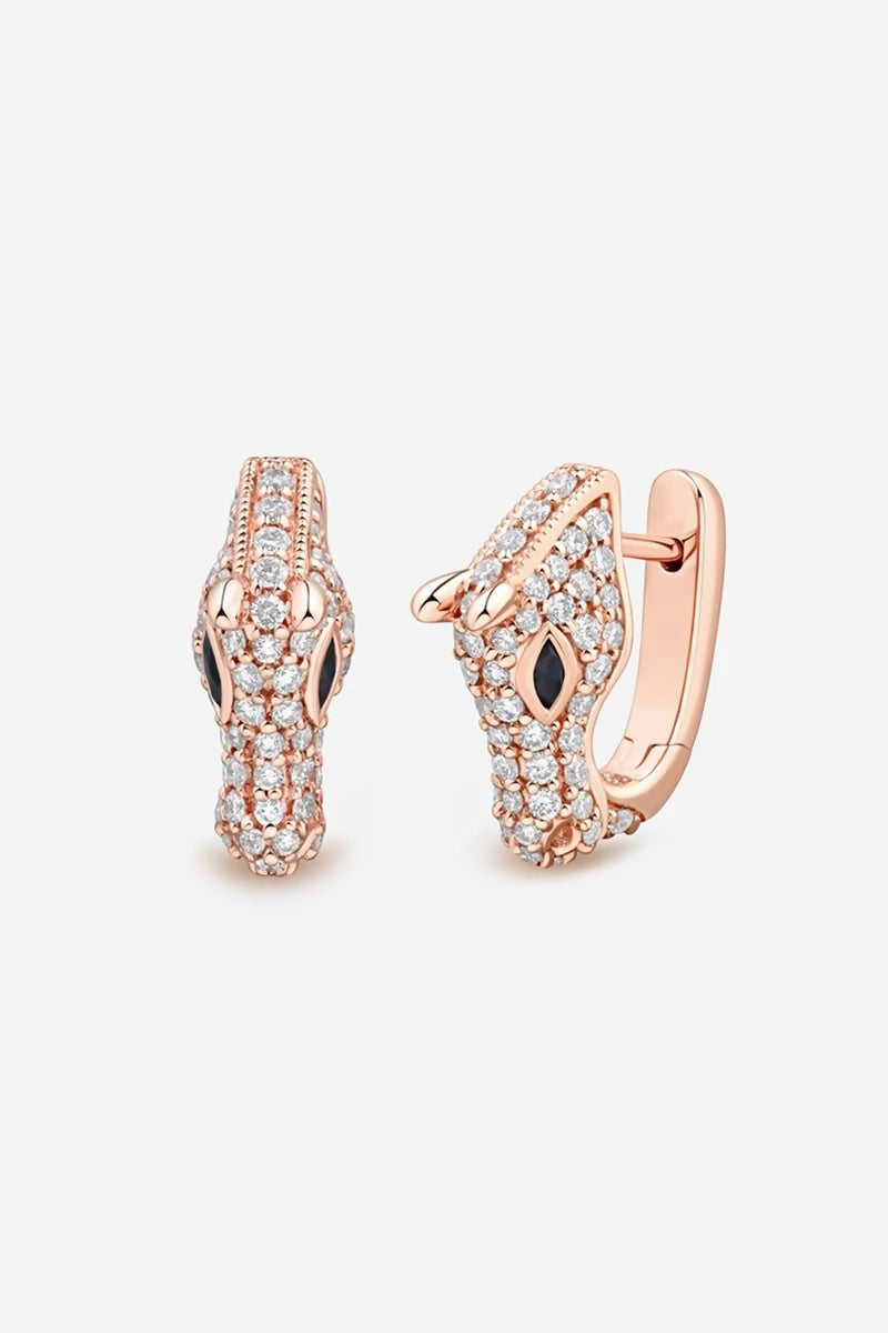 Celebration Horse Head Earrings in 18K Gold with White Diamonds - Pink Gold