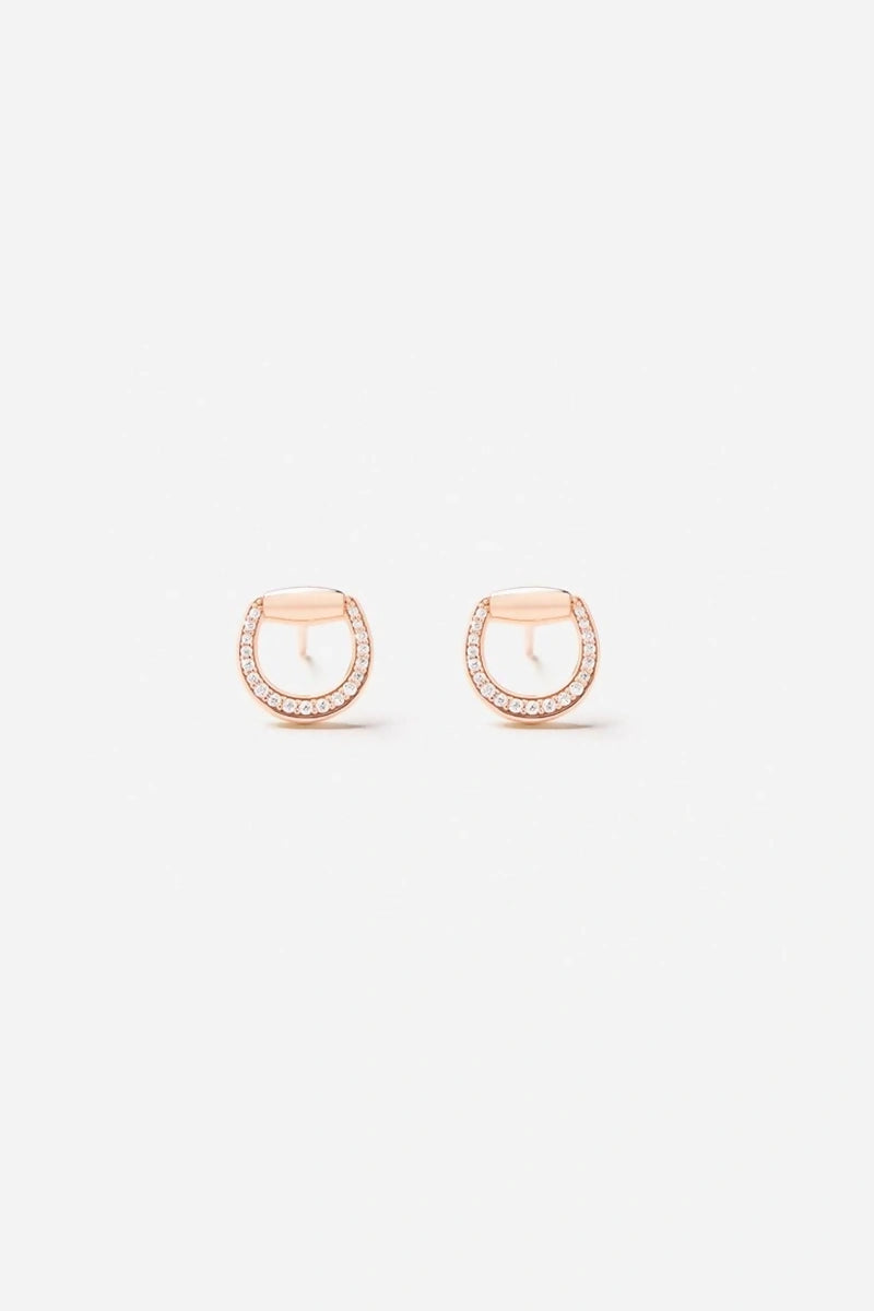 Connection Earrings in 18K Gold with White Diamonds - Pink Gold