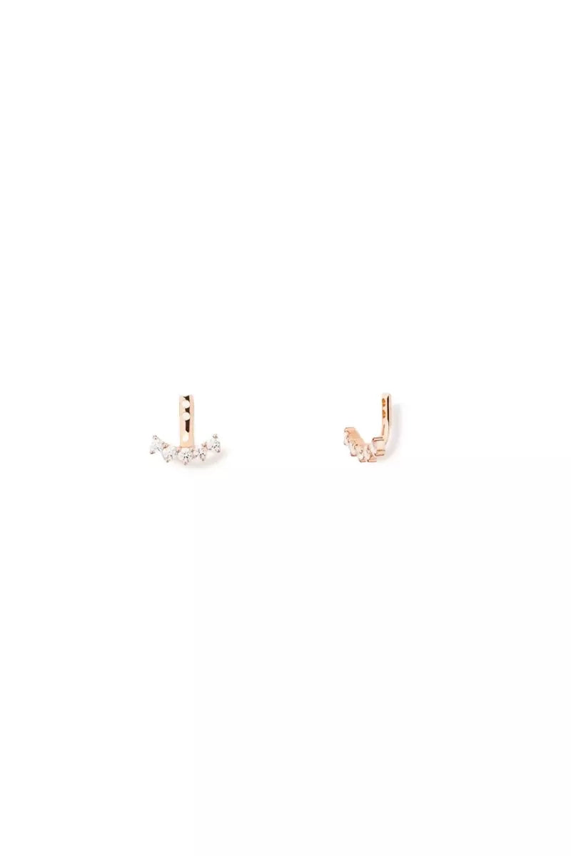 Cuddle Ear Jackets in 18K Gold with White Diamonds - Pink Gold