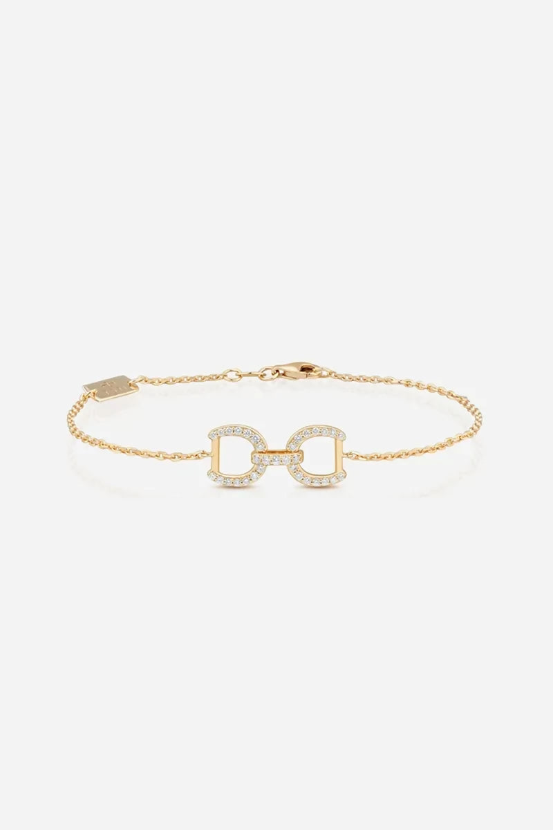 Connection Bracelet in 9K Gold with White Diamonds - Yellow Gold
