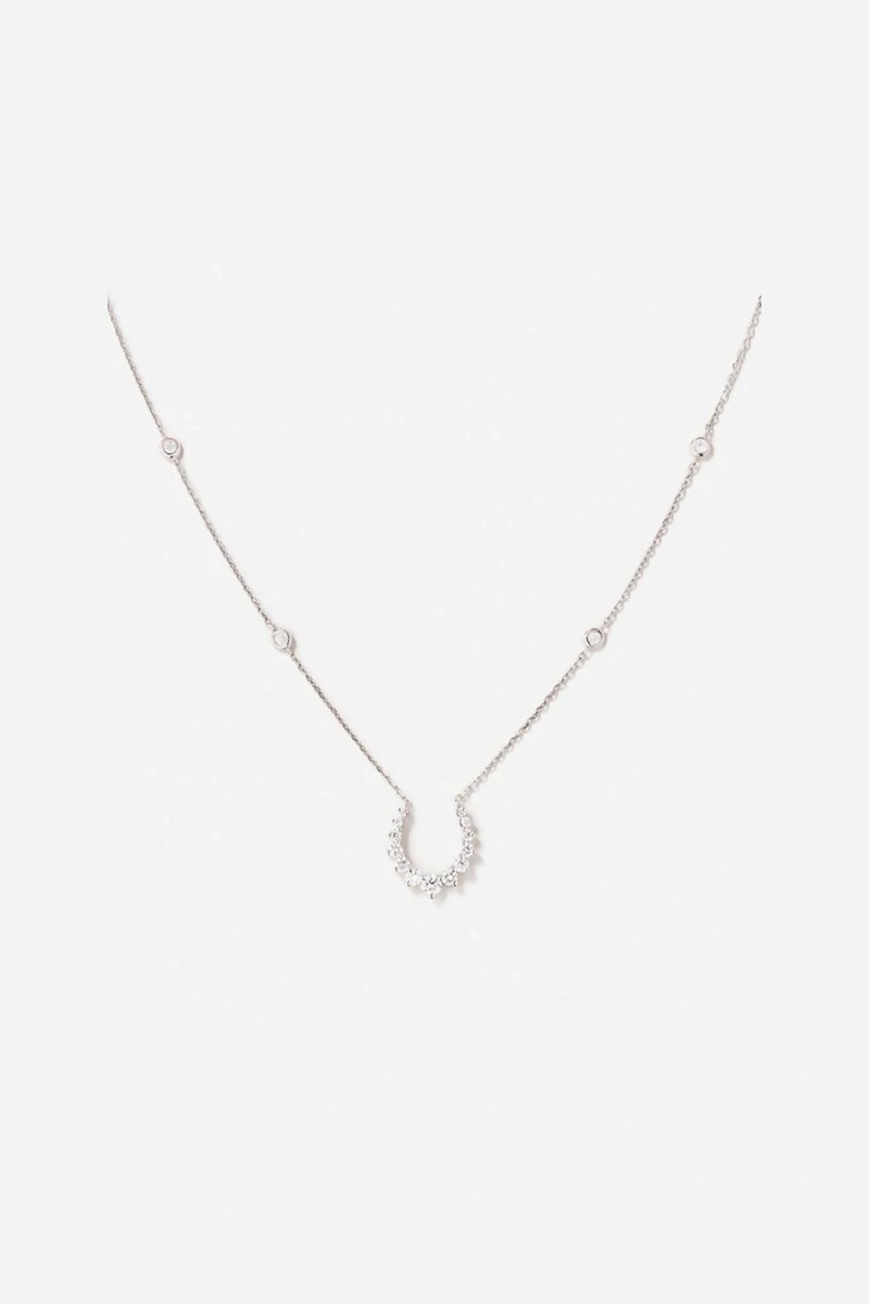 Double Confidence Necklace in 18K Gold with White Diamonds - White Gold