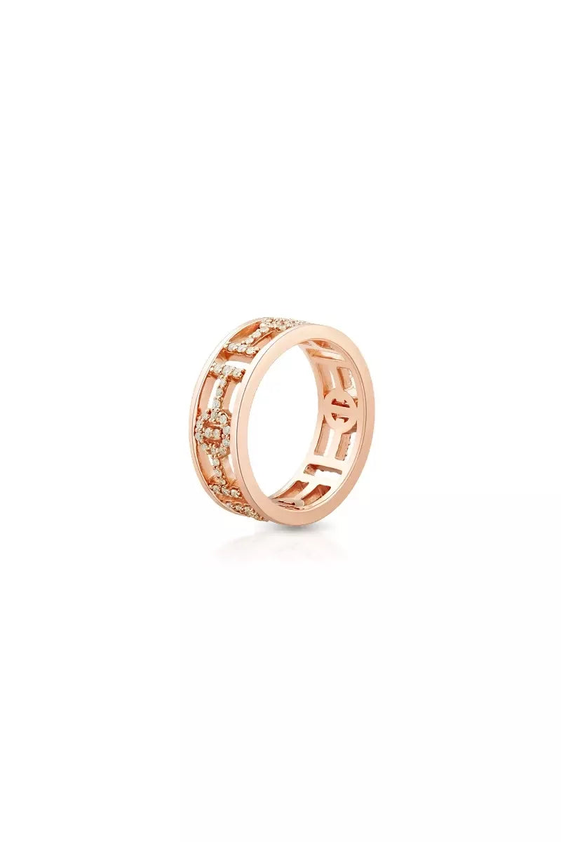 Challenge Ring in 18K Gold with White Diamonds - Pink Gold