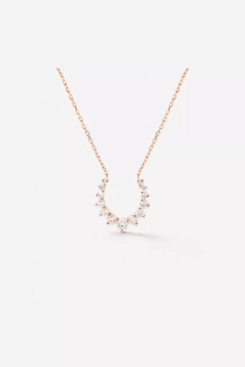 Double Confidence Necklace in 18K Gold with White Diamonds - Pink Gold