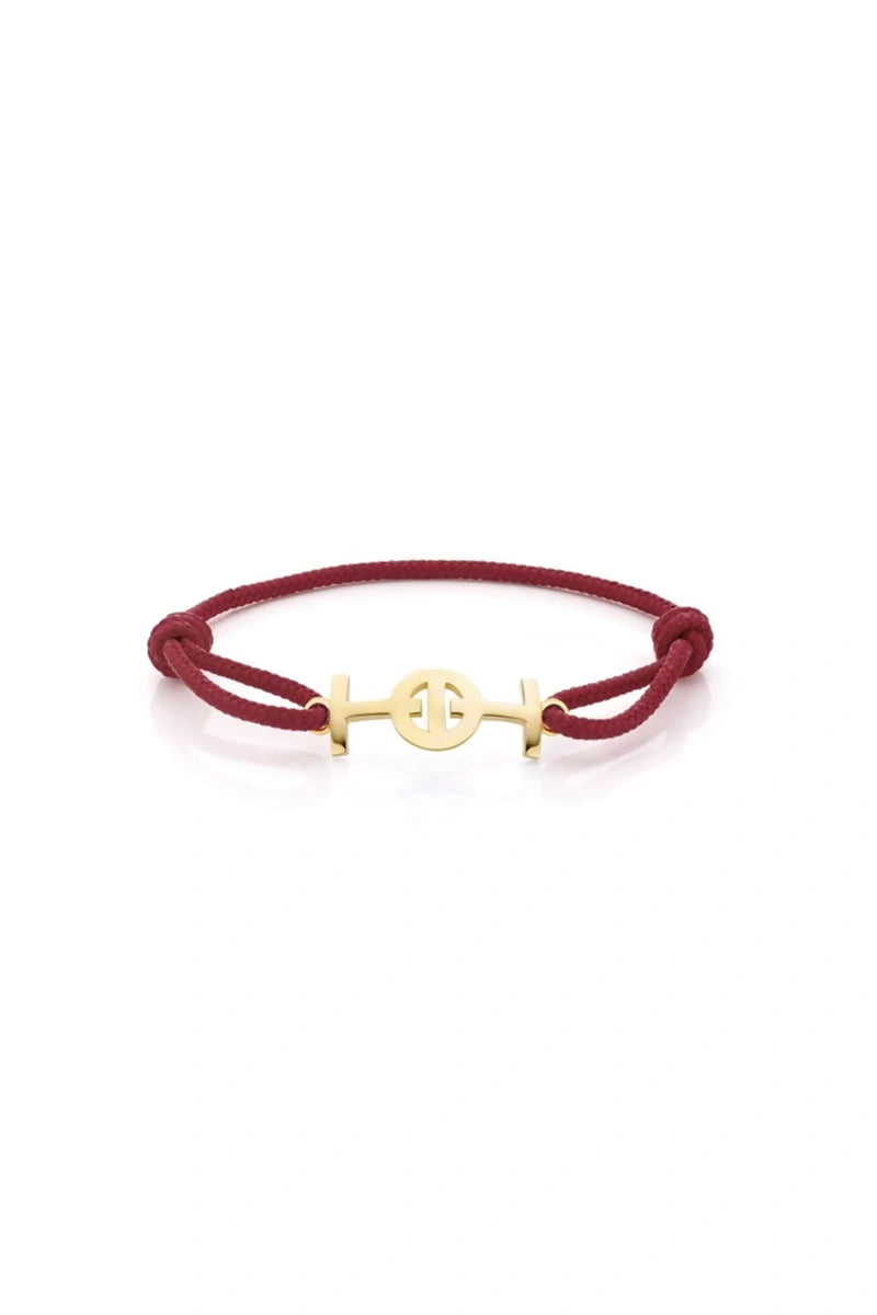 Challenge Cord Bracelet in 9K Yellow Gold - Bordeaux