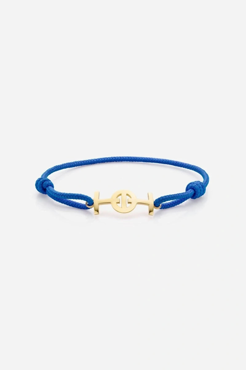 Challenge Cord Bracelet in 9K Yellow Gold - Electric Blue