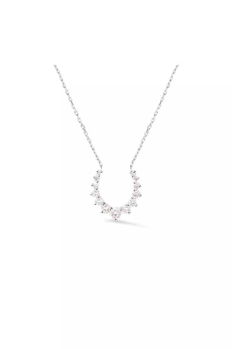 Double Confidence Necklace in 18K Gold with White Diamonds - White Gold
