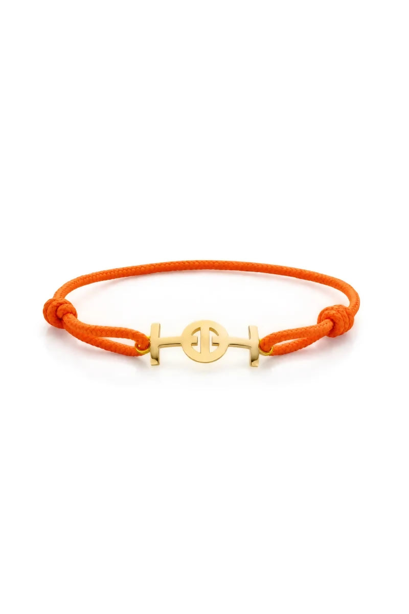 Challenge Cord Bracelet in 9K Yellow Gold - Orange