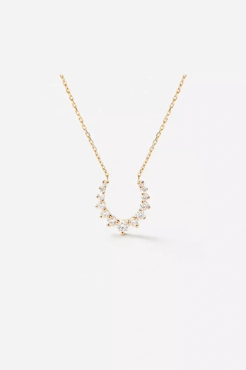 Double Confidence Necklace in 18K Gold with White Diamonds - Yellow Gold