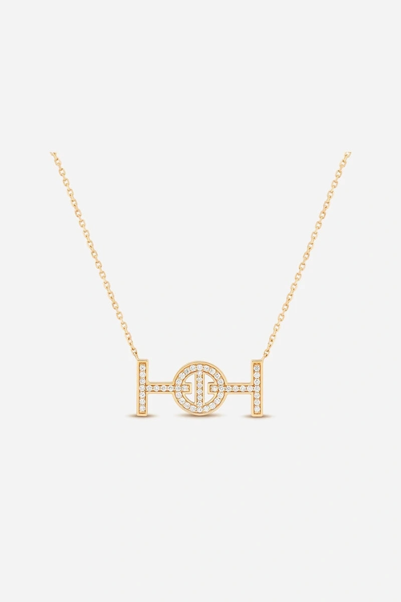 Challenge Necklace in 18K Gold with White Diamonds - Yellow Gold