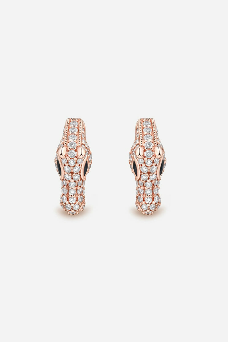 Celebration Horse Head Earrings in 18K Gold with White Diamonds - Pink Gold