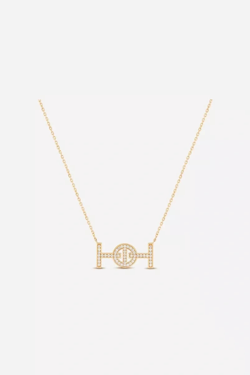 Challenge Necklace in 18K Gold with White Diamonds - Yellow Gold