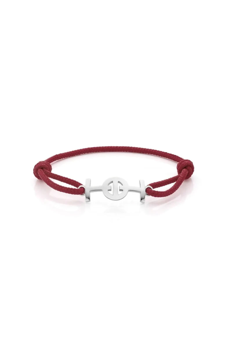 Challenge Cord Bracelet in Silver - Bordeaux