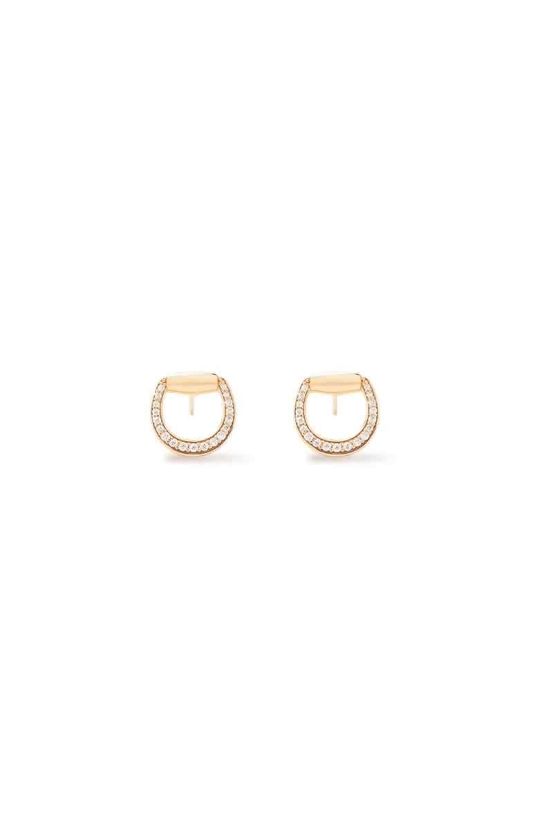 Connection Earrings in 18K Gold with White Diamonds - Yellow Gold