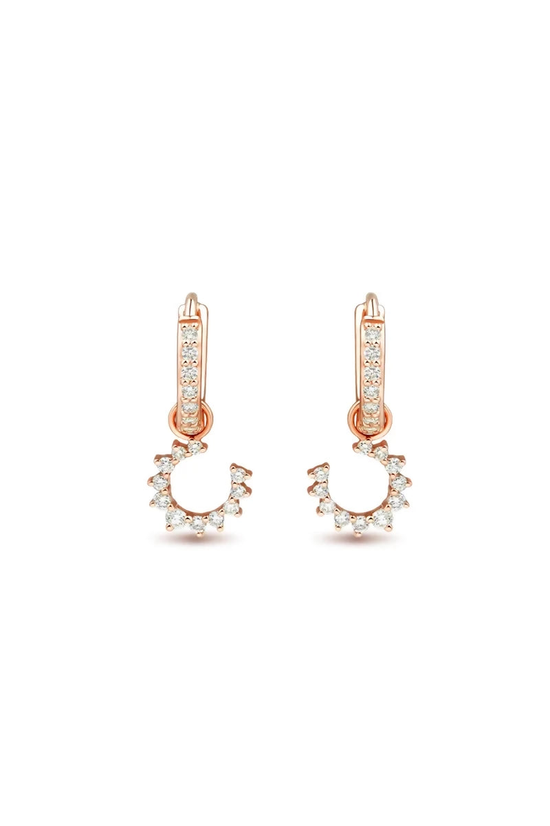 Confidence Hoop Earrings in 9K Gold with White Diamonds - Pink Gold