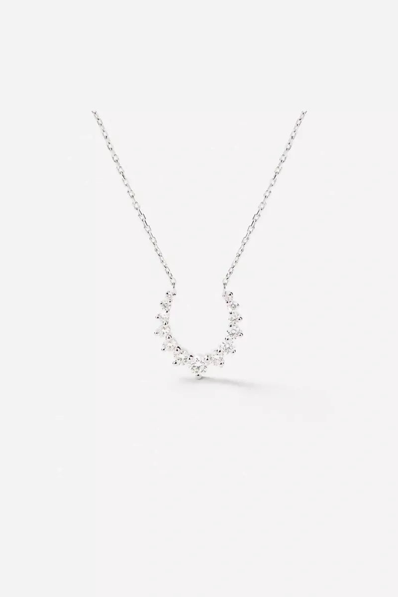 Double Confidence Necklace in 18K Gold with White Diamonds - White Gold