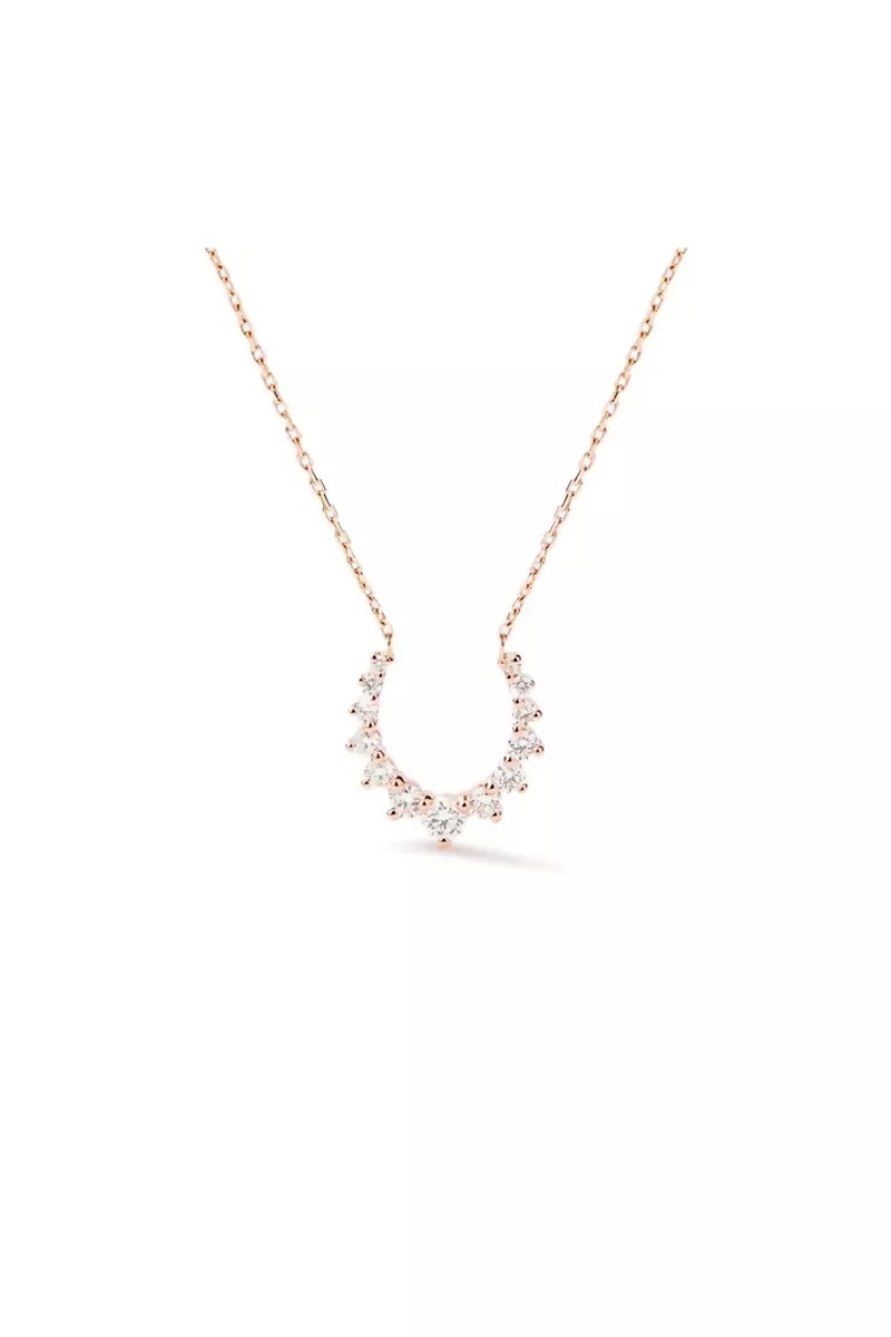 Double Confidence Necklace in 18K Gold with White Diamonds - Pink Gold
