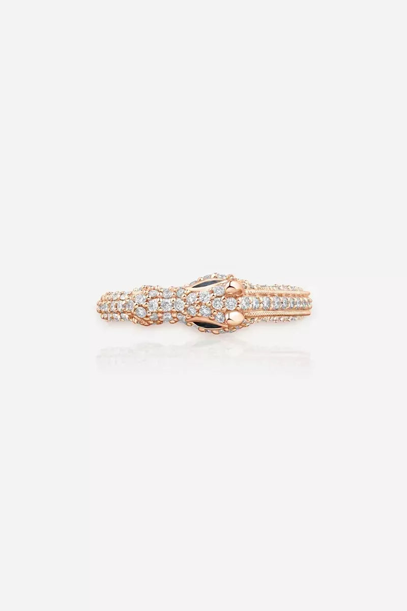 Celebration Horse Head Ring in 18K Gold with White Diamonds - Pink Gold