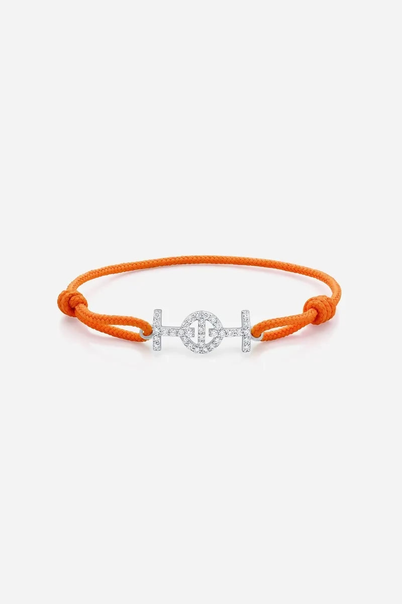 Challenge Cord Bracelet in 9K White Gold with White Diamonds - Orange