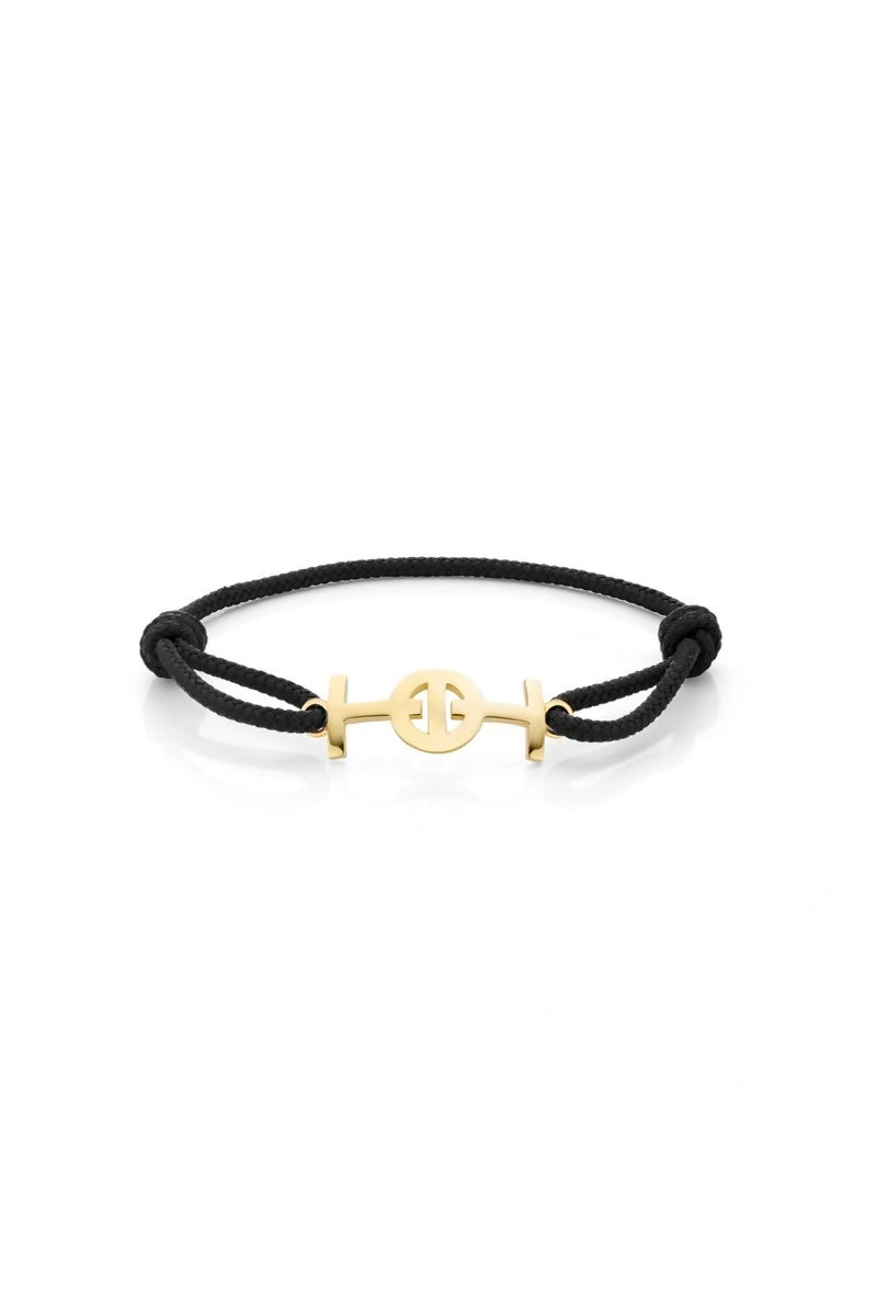 Challenge Cord Bracelet in 9K Yellow Gold - Black