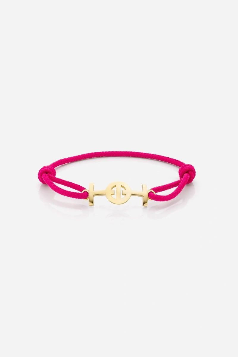 Challenge Cord Bracelet in 9K Yellow Gold - Magenta