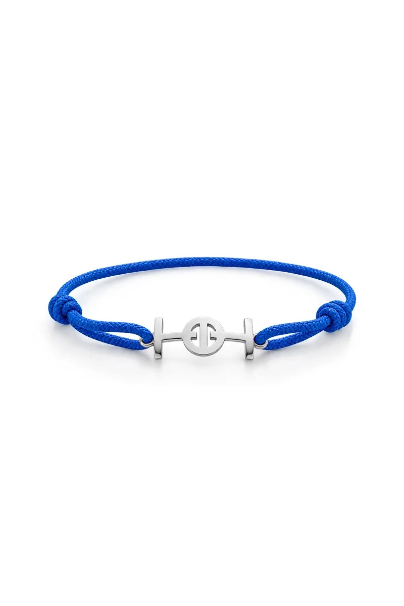 Challenge Cord Bracelet in Silver - Electric Blue