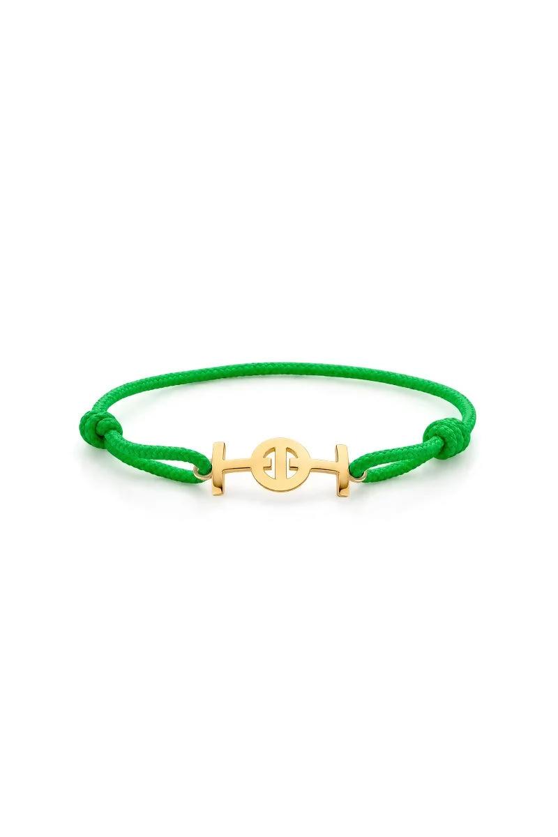Challenge Cord Bracelet in 9K Yellow Gold - Green