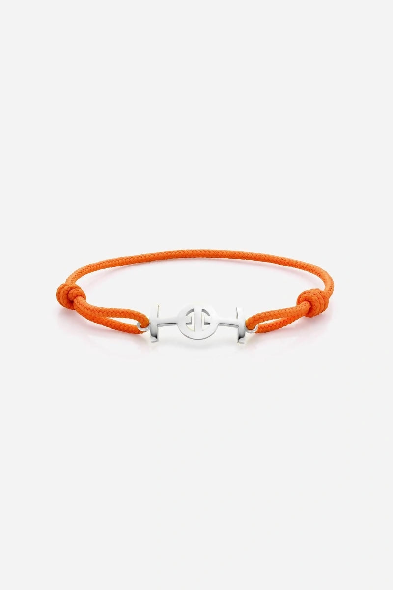 Challenge Cord Bracelet in Silver - Orange