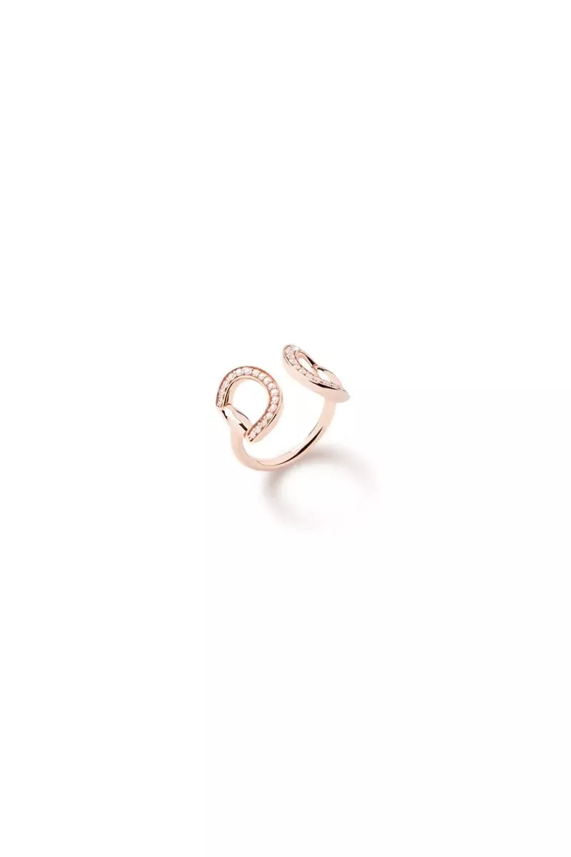 Connection Ring in 18K Gold with White Diamonds - Pink Gold