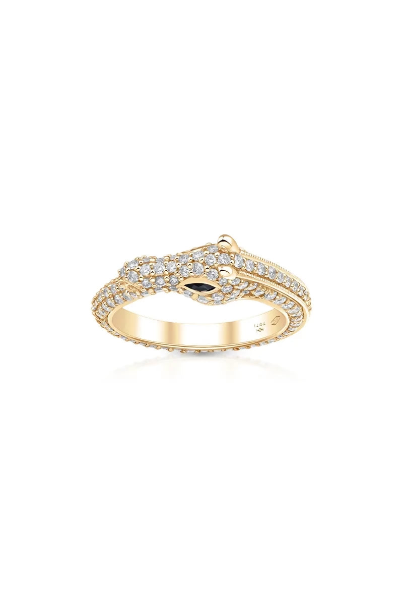Celebration Horse Head Ring in 18K Gold with White Diamonds - Yellow Gold