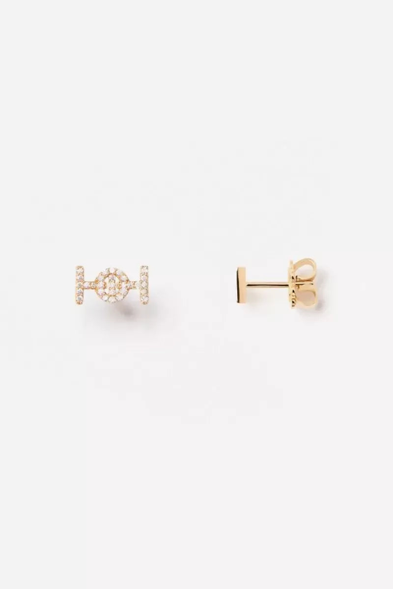 Challenge Studs in 18K Gold with White Diamonds - Yellow Gold