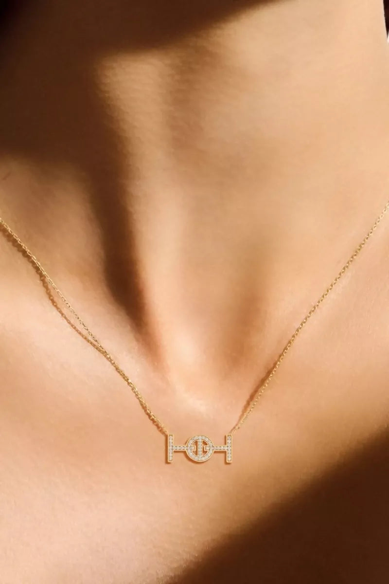 Challenge Necklace in 18K Gold with White Diamonds - Yellow Gold