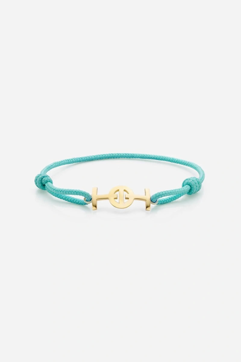 Challenge Cord Bracelet in 9K Yellow Gold - Aqua Blue