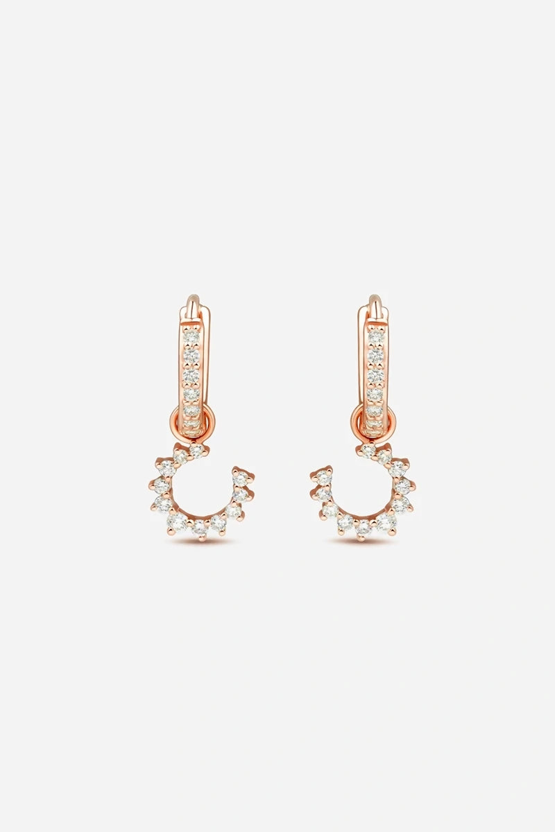 Confidence Hoop Earrings in 9K Gold with White Diamonds - Pink Gold