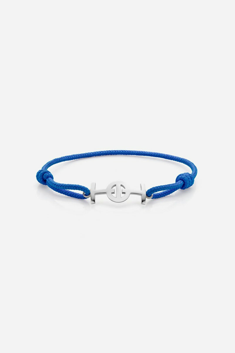 Challenge Cord Bracelet in Silver - Electric Blue