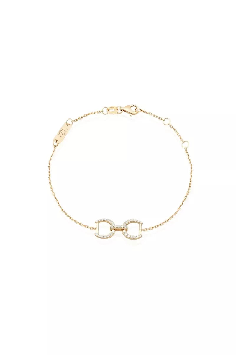 Connection Bracelet in 9K Gold with White Diamonds - Yellow Gold