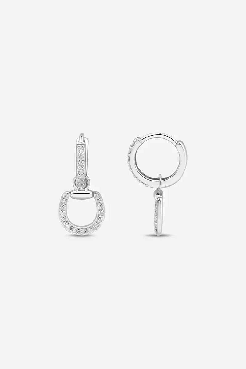 Connection Hoop Earrings in 9K Gold with White Diamonds - White Gold