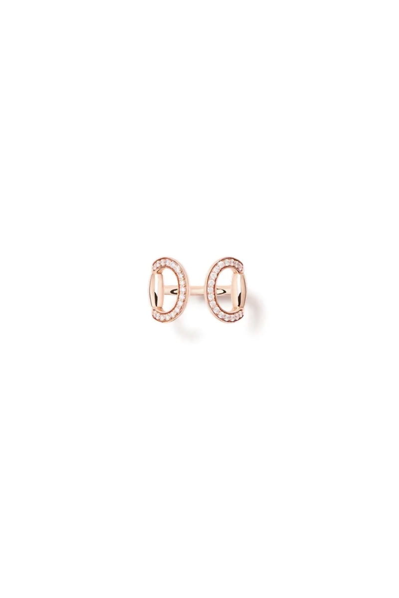 Connection Ring in 18K Gold with White Diamonds - Pink Gold