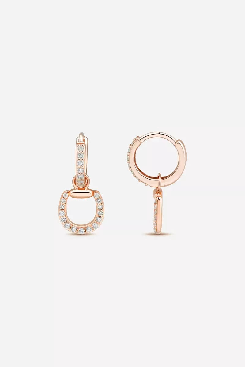 Connection Hoop Earrings in 9K Gold with White Diamonds - Pink Gold