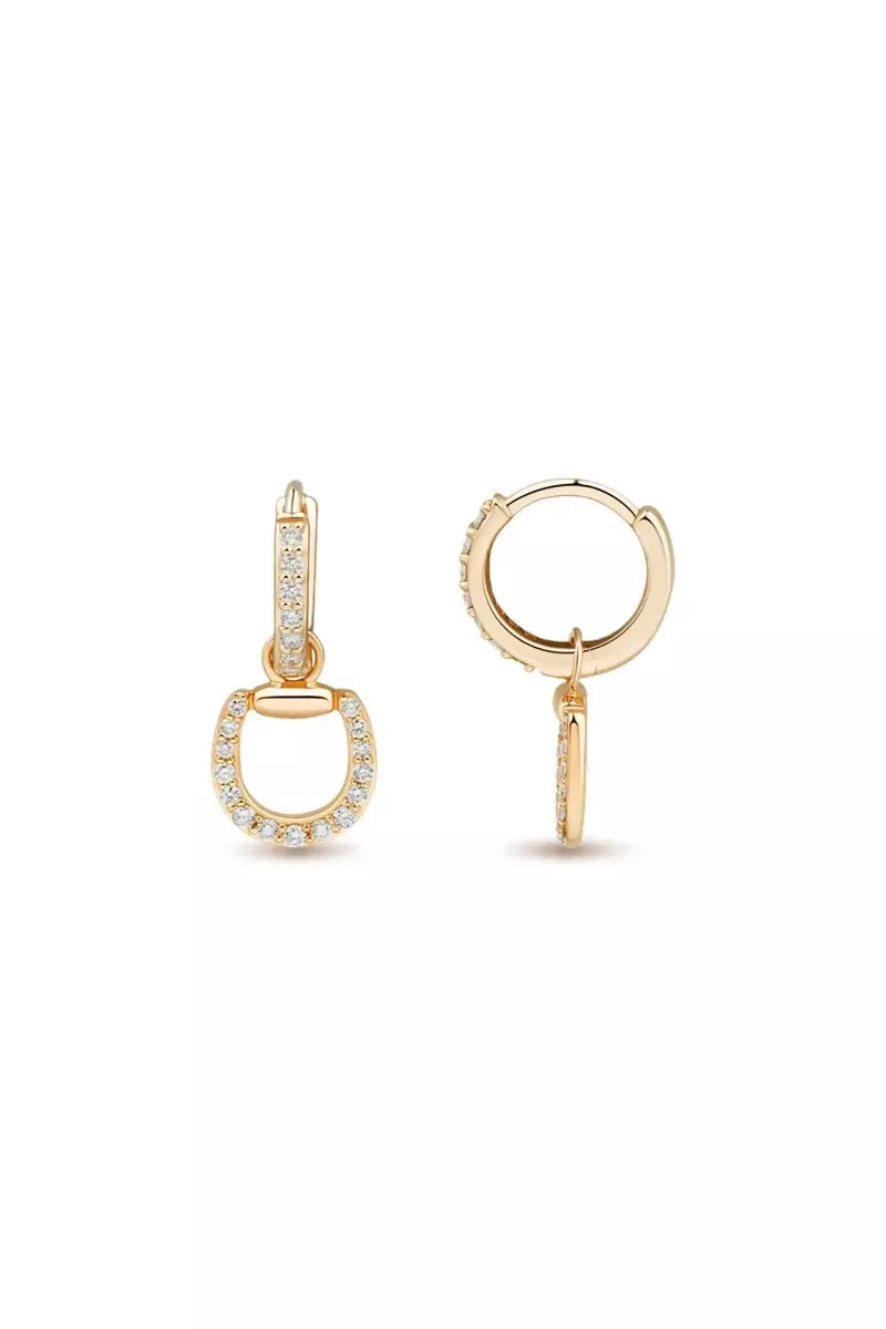 Connection Hoop Earrings in 9K Gold with White Diamonds - Yellow Gold