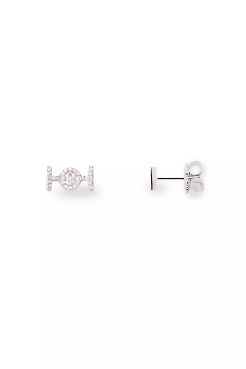 Challenge Studs in 18K Gold with White Diamonds - White Gold
