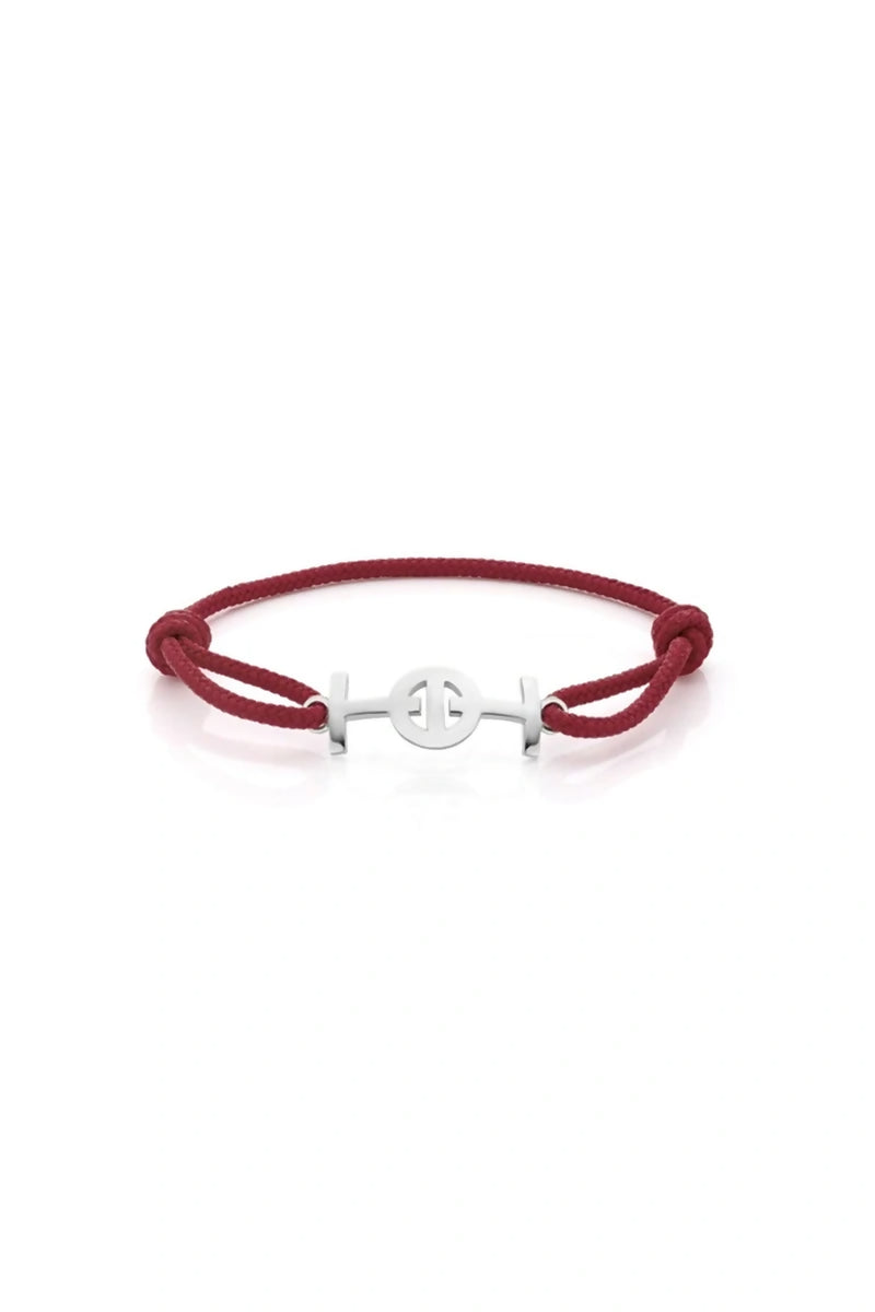 Challenge Cord Bracelet in Silver - Bordeaux