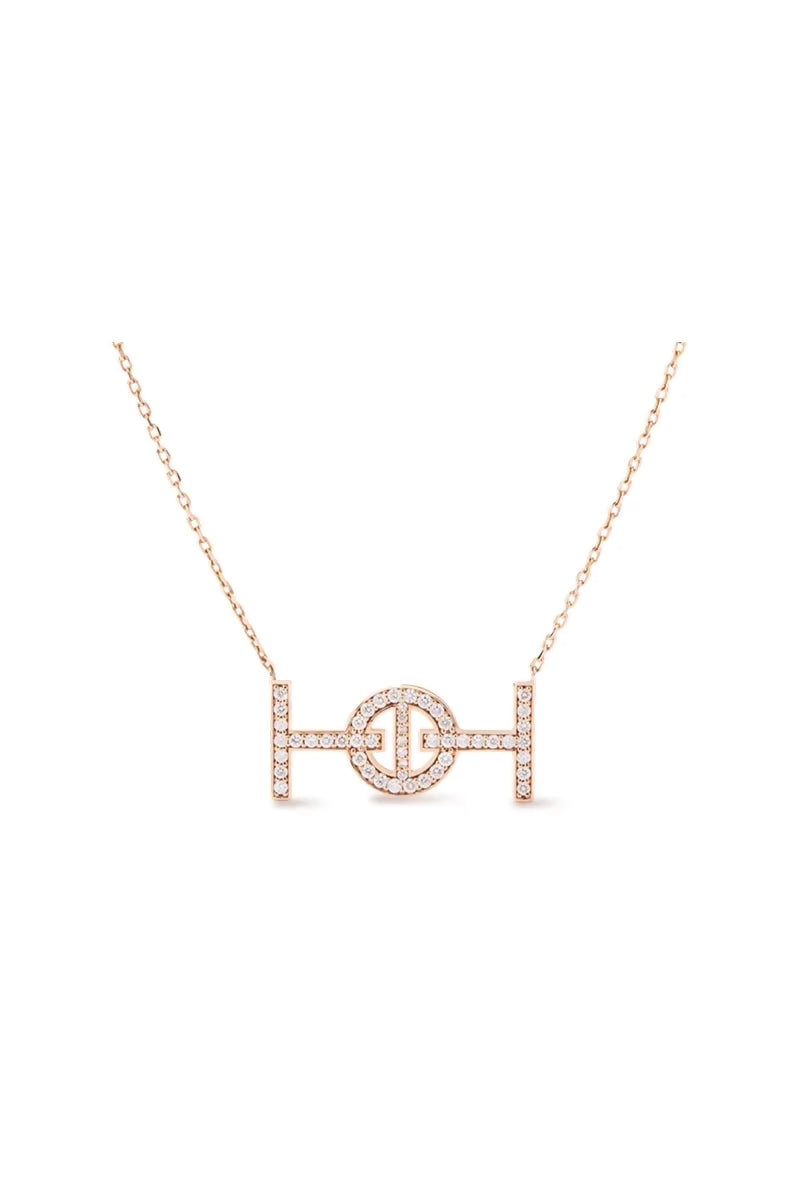 Challenge Necklace in 18K Gold with White Diamonds - Pink Gold