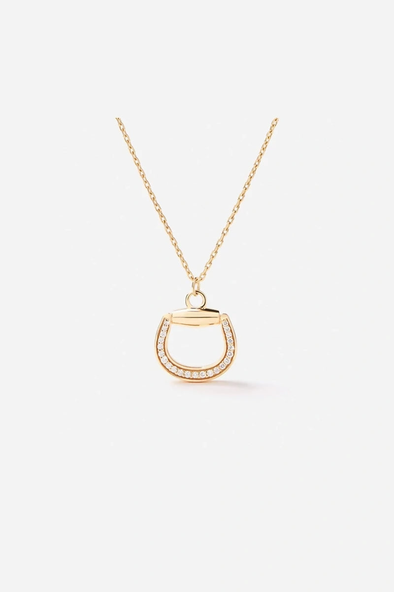 Connection Necklace in 18K Gold with White Diamonds - Yellow Gold